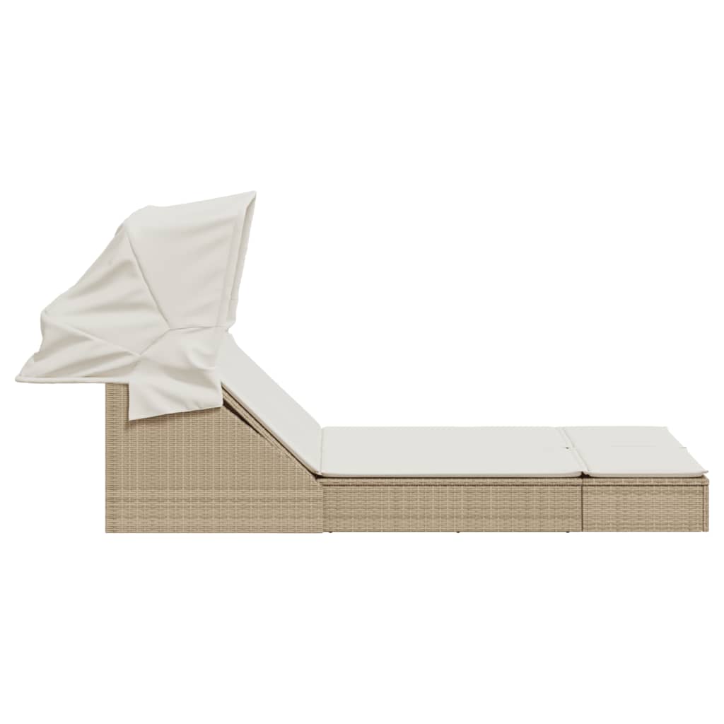 Sonneninsel Doppel-Sonnenliege mit Dach Poly Rattan Gartenliege 2 Personen Liege - Bild 24 von 65