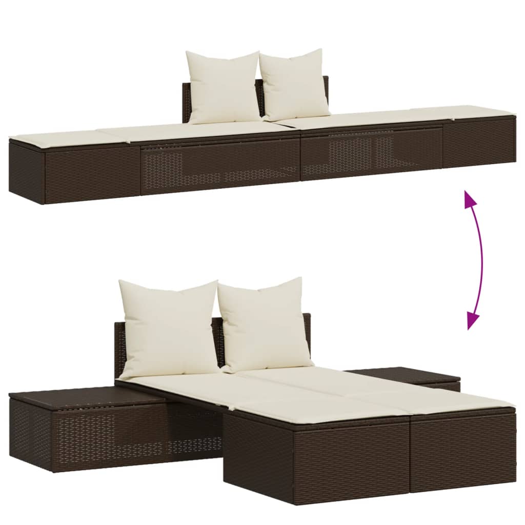 Doppel-Sonnenliege mit Auflagen Gartenliege Liegestuhl Loungeliege Poly Rattan - Bild 25 von 72