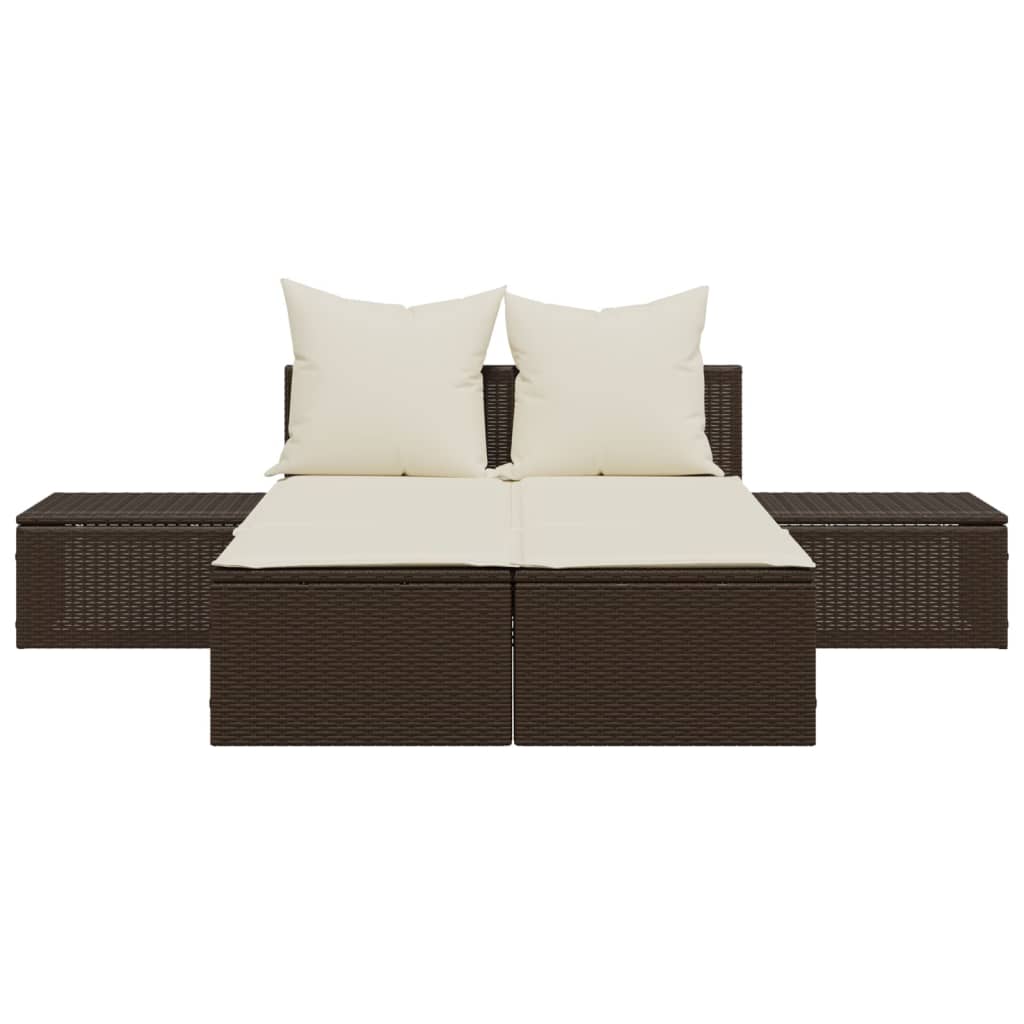 Doppel-Sonnenliege mit Auflagen Gartenliege Liegestuhl Loungeliege Poly Rattan - Bild 26 von 72