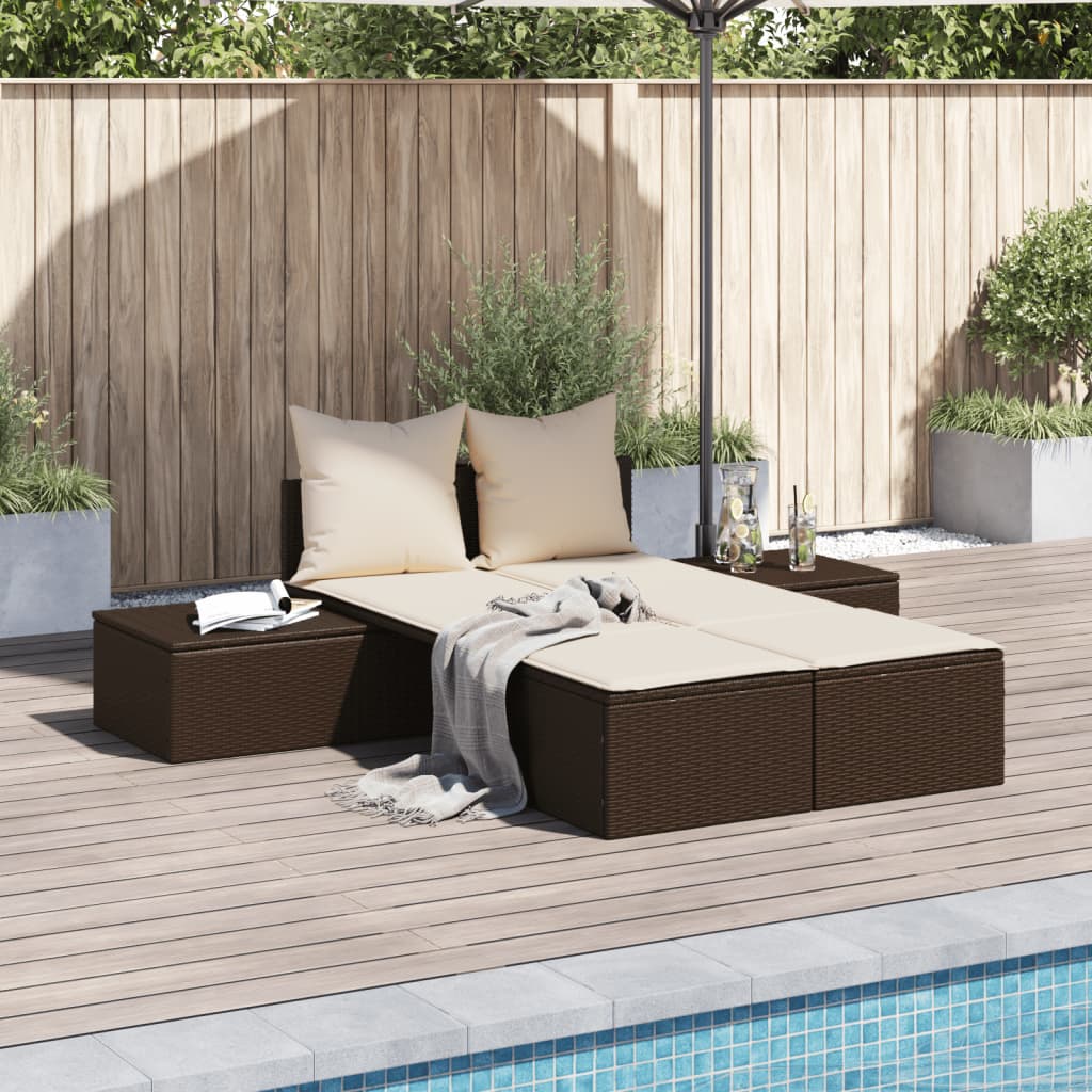 Doppel-Sonnenliege mit Auflagen Gartenliege Liegestuhl Loungeliege Poly Rattan - Bild 23 von 72