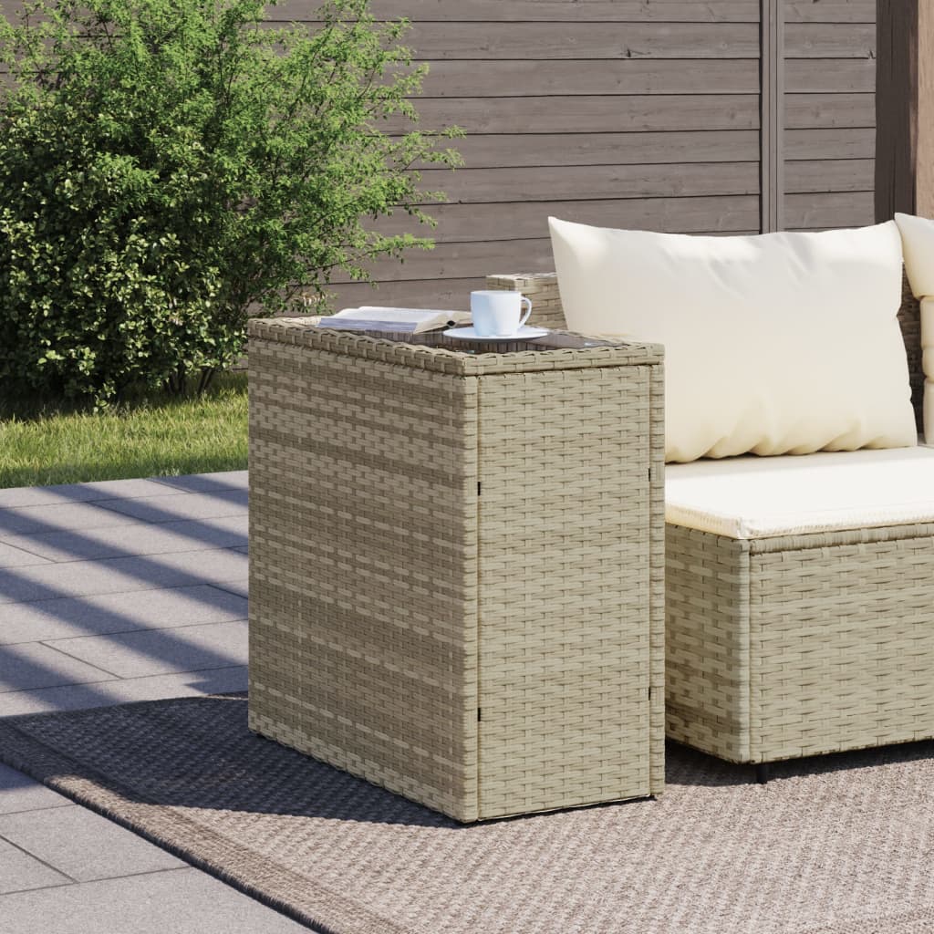 Gartentisch Beistelltisch Couchtisch Couchtisch mit Holz/Glasplatte Poly Rattan - Bild 48 von 65