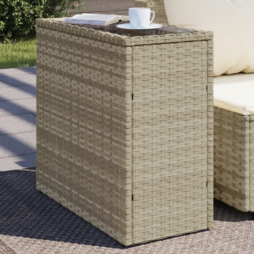 Gartentisch Beistelltisch Couchtisch Couchtisch mit Holz/Glasplatte Poly Rattan - Bild 46 von 65