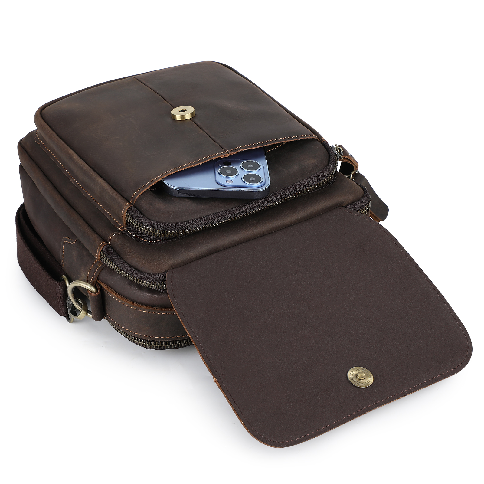 Retro Men Genuine Leather Messenger Shoulder Bag Cross Body Travel Business Bag - Picture 48 of 63