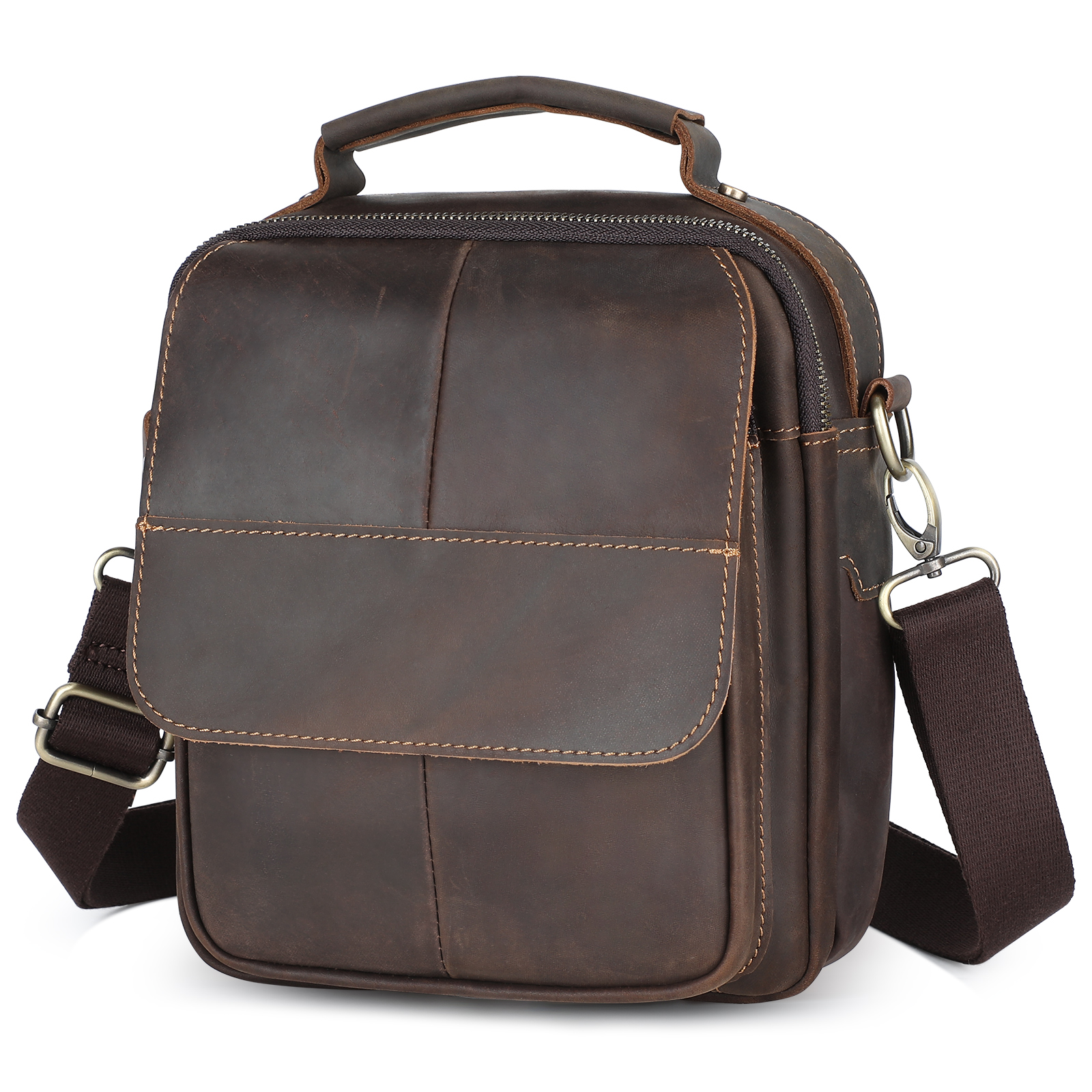Retro Men Genuine Leather Messenger Shoulder Bag Cross Body Travel Business Bag - Picture 47 of 63