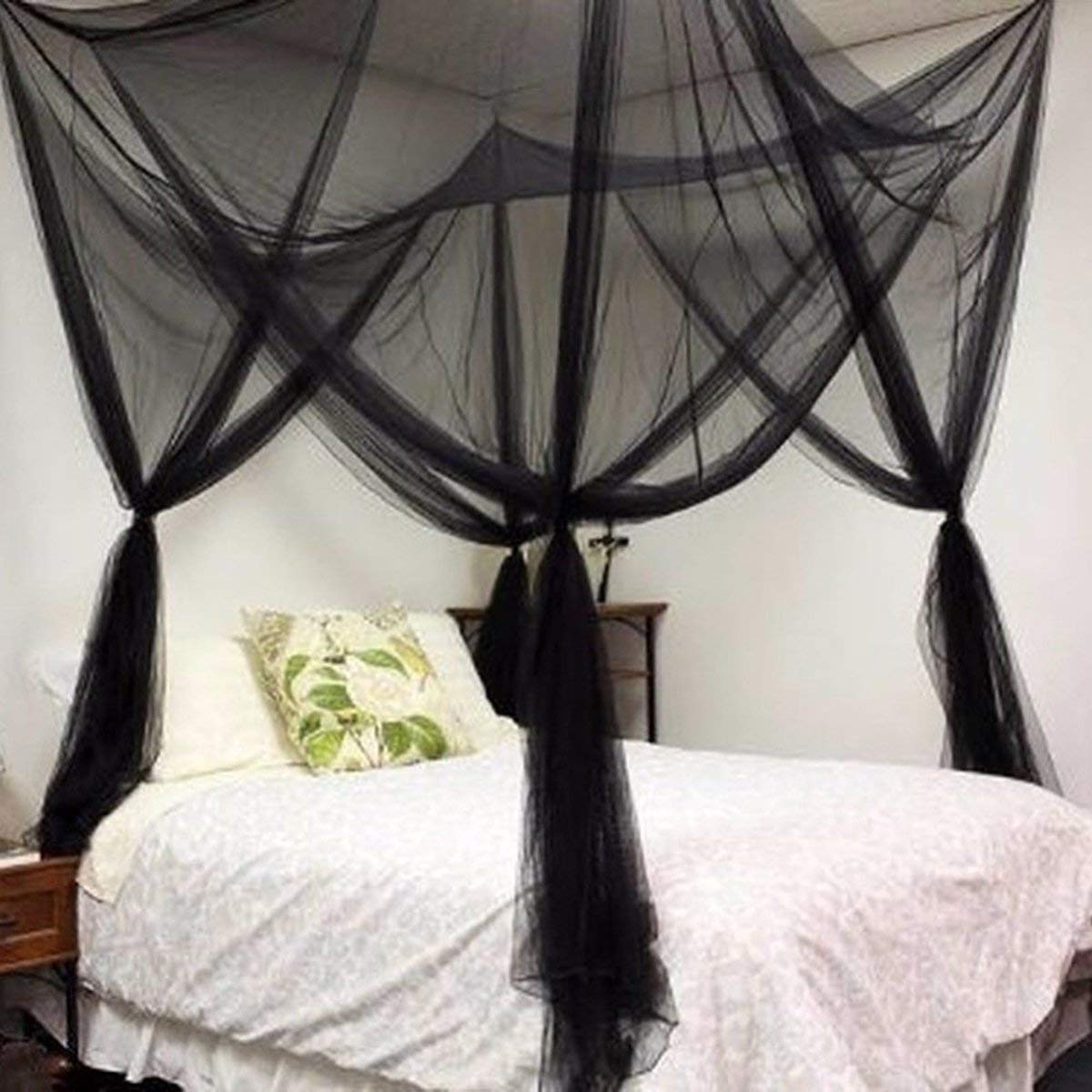 4 Corner Post Bed Curtain Canopy Mosquito Net Square Princess Fly Screen - Picture 34 of 34