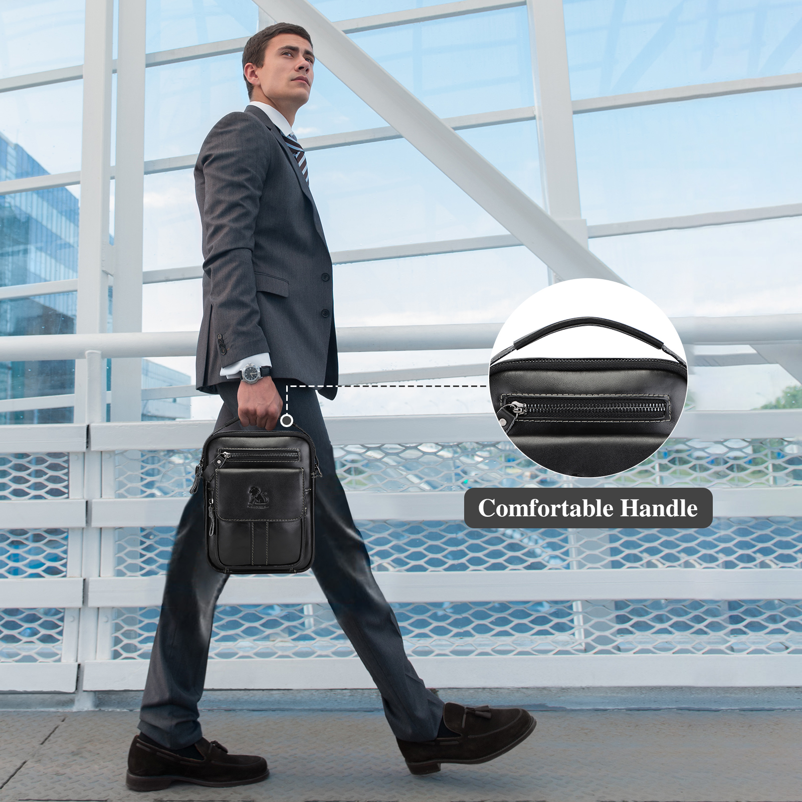 Vintage Men Messenger Shoulder Bag Genuine Leather Business Travel Handbag New - Picture 45 of 58