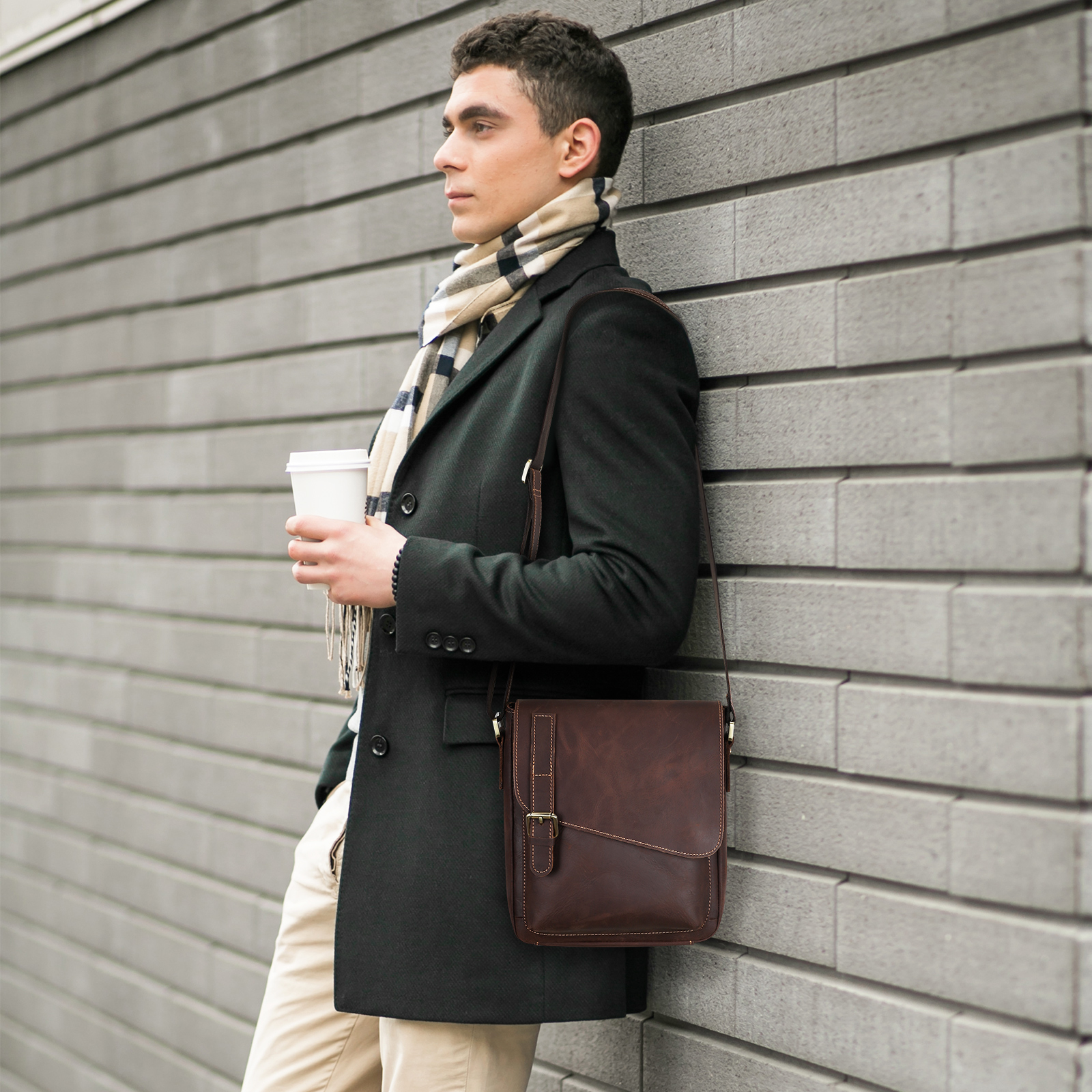 Vintage Men Messenger Shoulder Bag Genuine Leather Business Travel Handbag New - Picture 15 of 37
