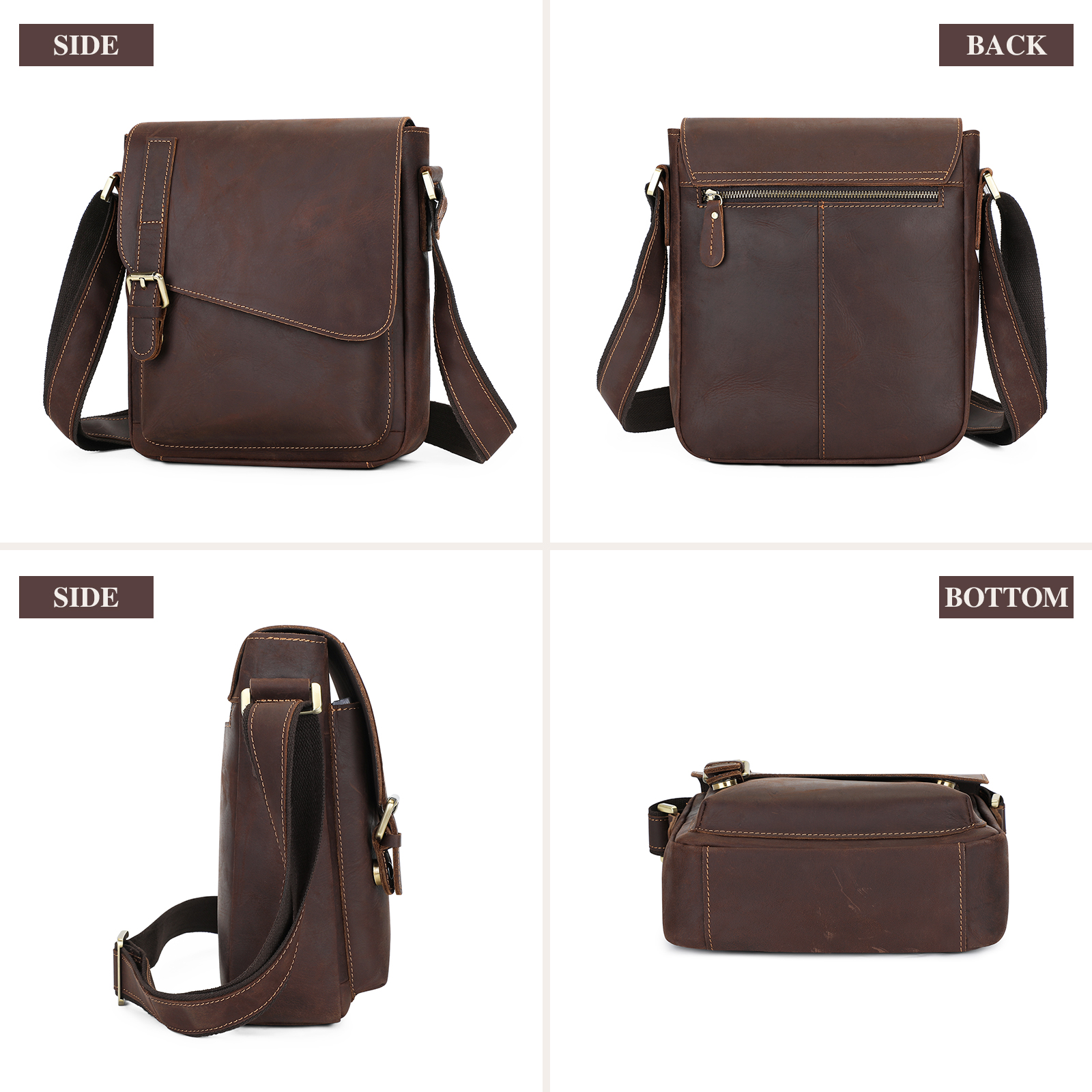 Vintage Men Messenger Shoulder Bag Genuine Leather Business Travel Handbag New - Picture 11 of 37