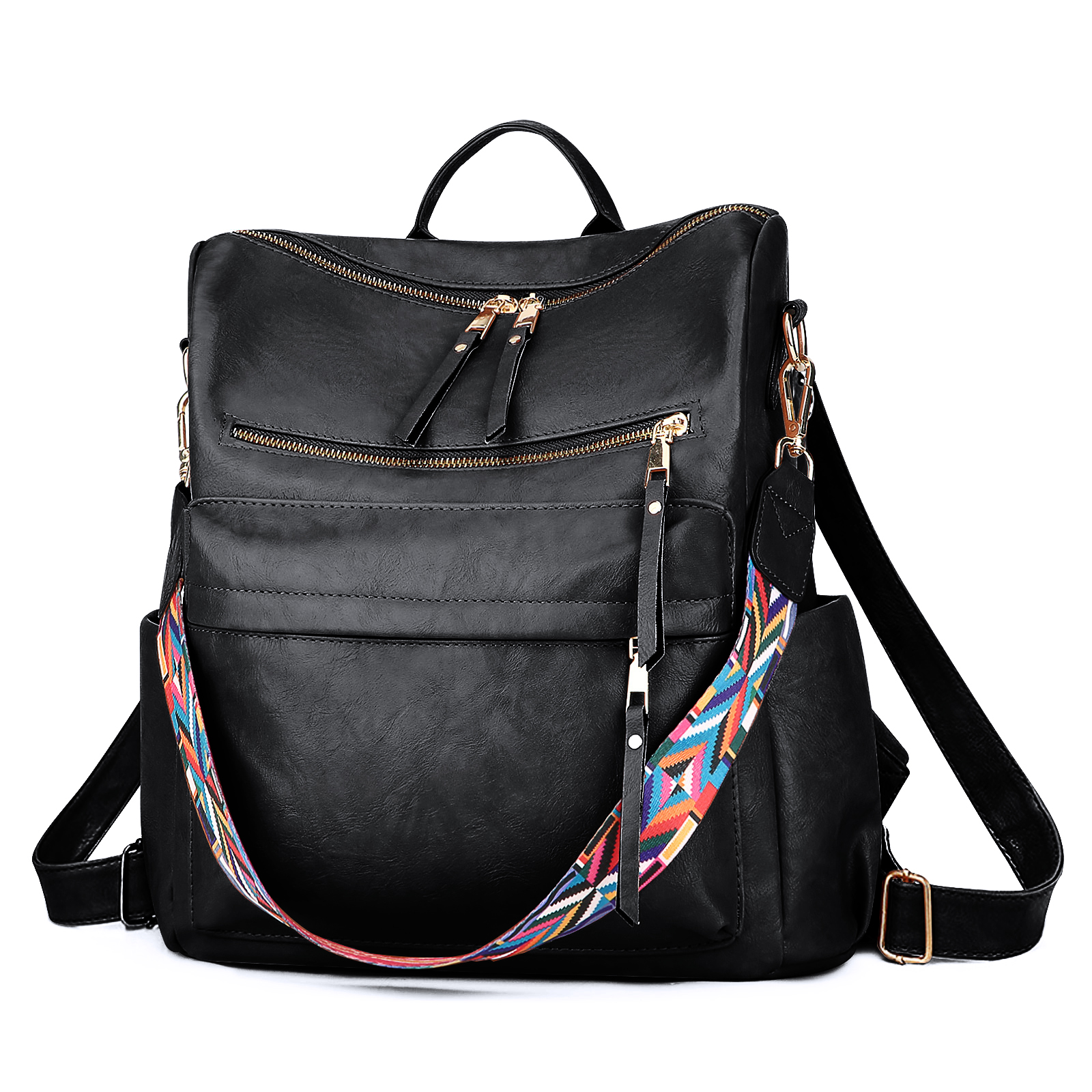 Damen Rucksack Leder Groß Schultertasche Freizeit Reise Cityrucksack Handtasche