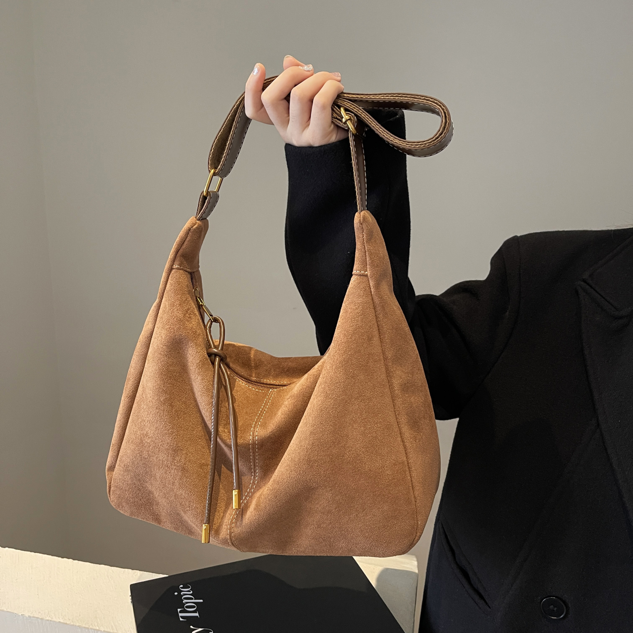 Large Capacity Women Slouchy Tote Bag Purse Work Travel Suede Shoulder Bags