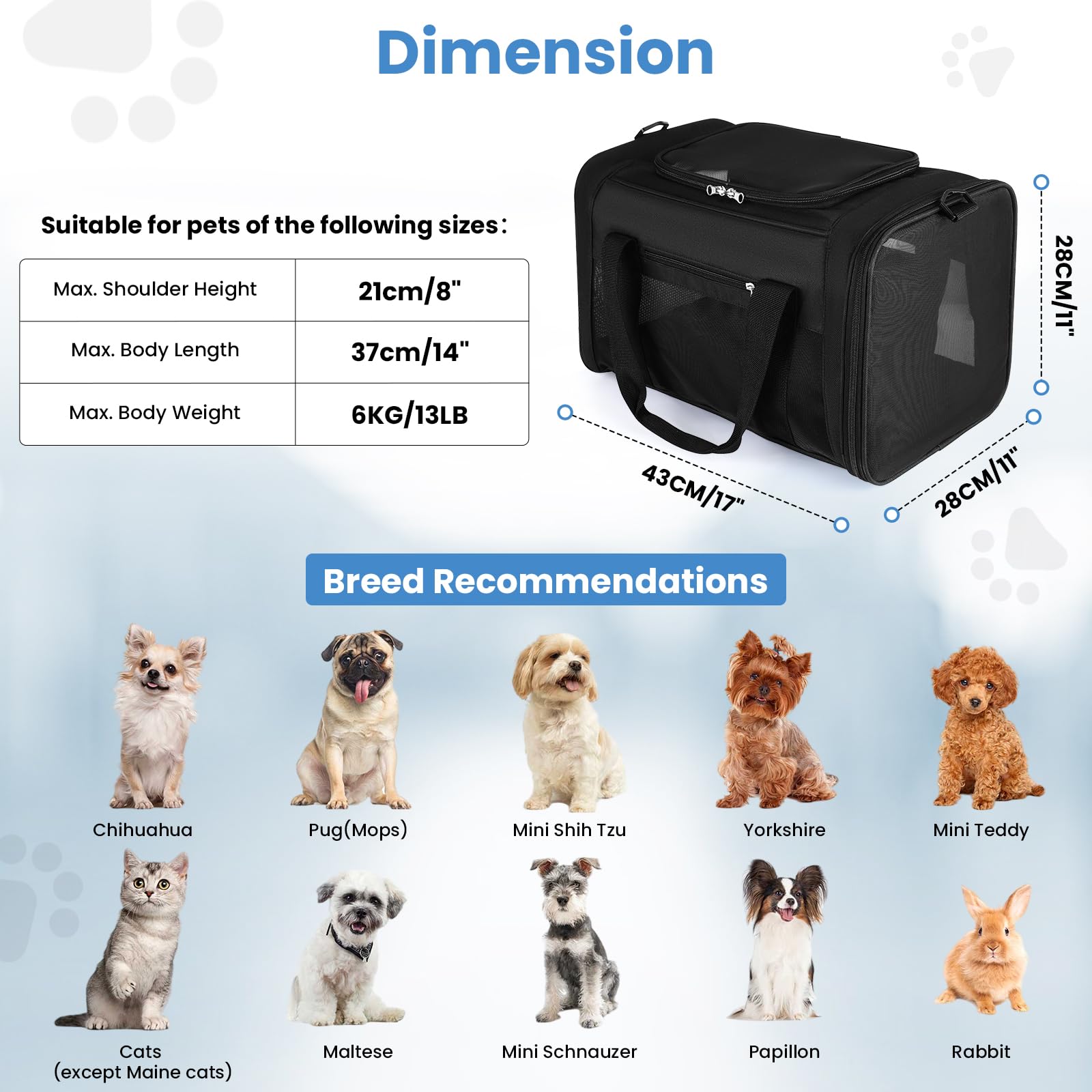 Hunde Katzen Transportbox Faltbar Transportbox Tragetasche Auto Transporttasche - Imagen 3 de 15