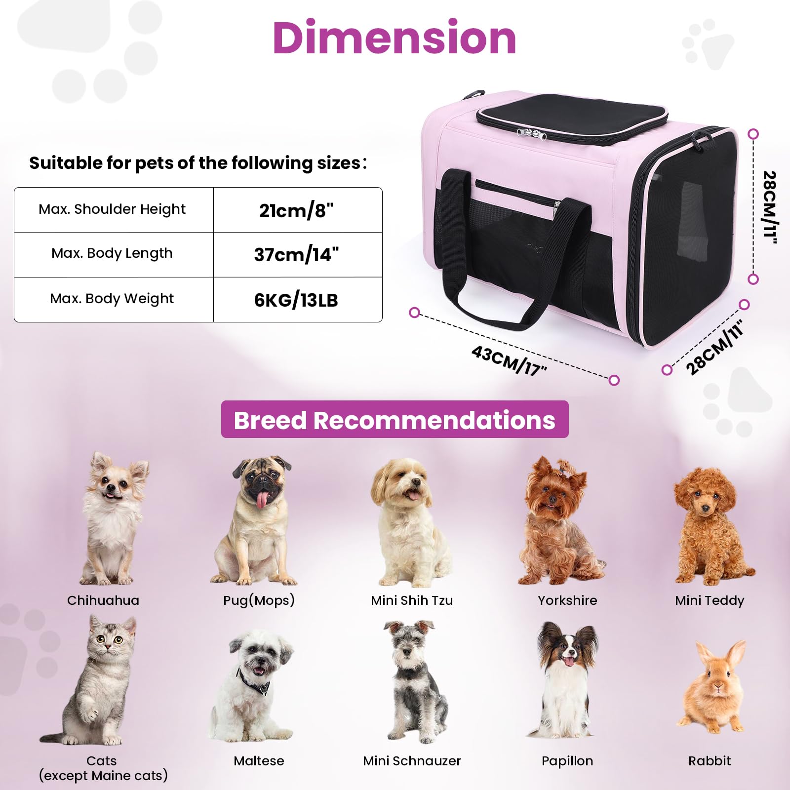 Hunde Katzen Transportbox Faltbar Transportbox Tragetasche Auto Transporttasche - Imagen 10 de 15