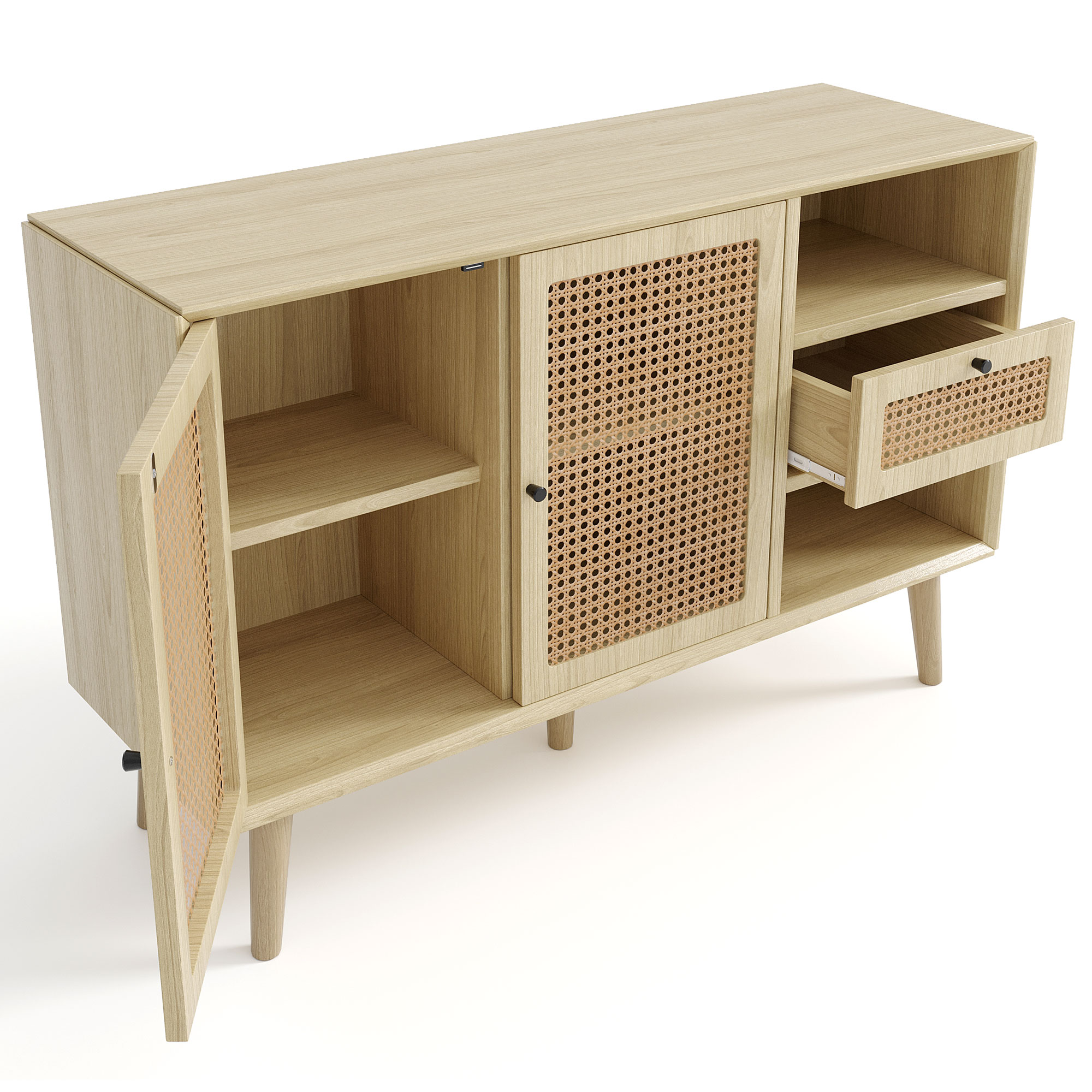 Sideboard, Kommode mit Schubladen und Türen Anrichte Holz Schrank Küchenschrank