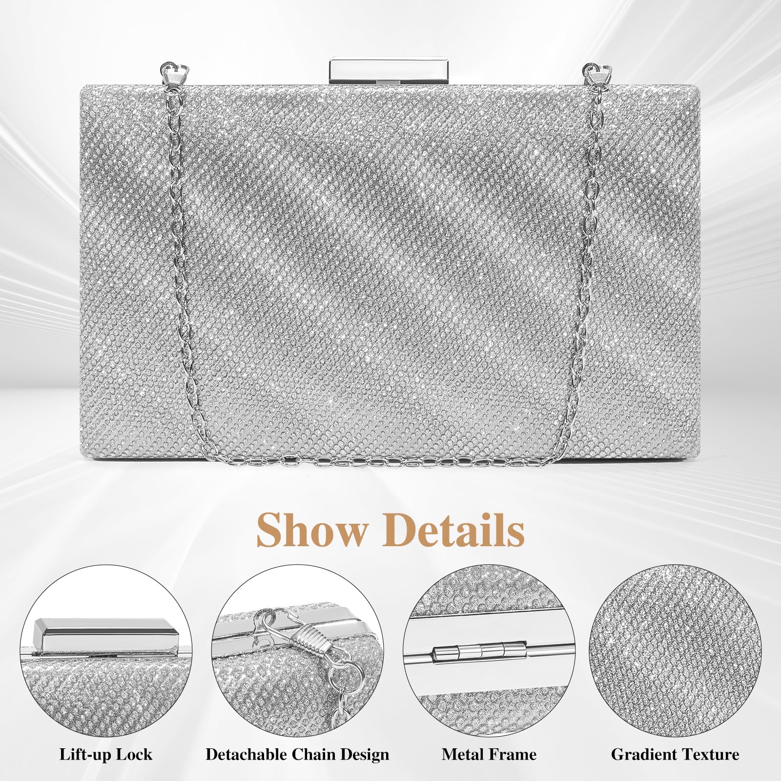 Abendtaschen Glitzer Clutch Glänzende Brauttasche Umhängetasche Tasch Handtasche