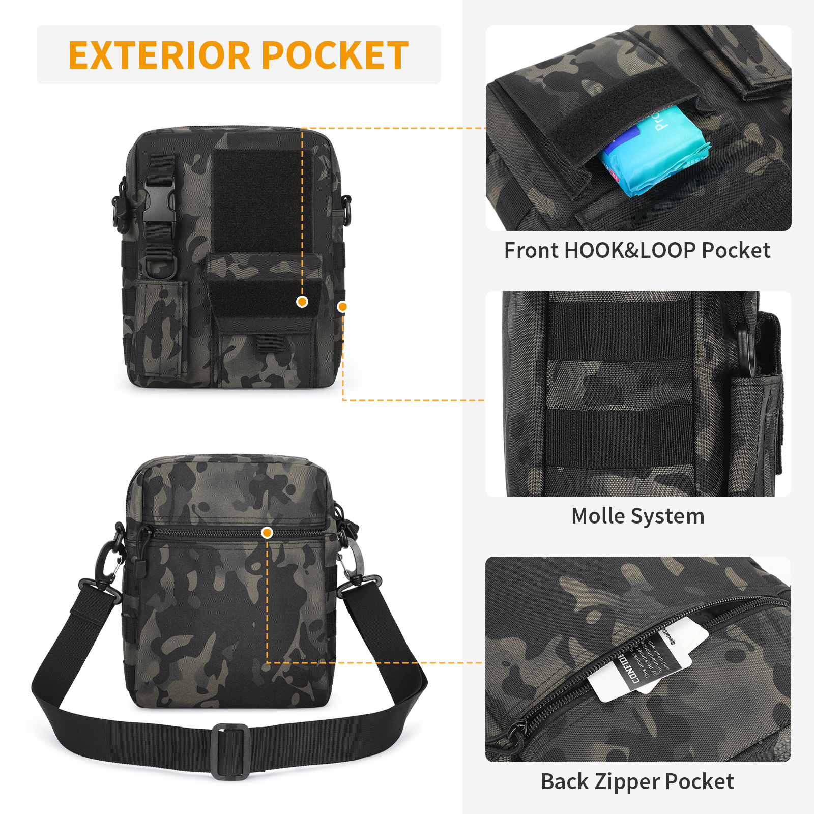 Men Shoulder Messenger Bag Canvas Tactical Crossbody Pack Small Sling Bag US - Picture 10 of 34