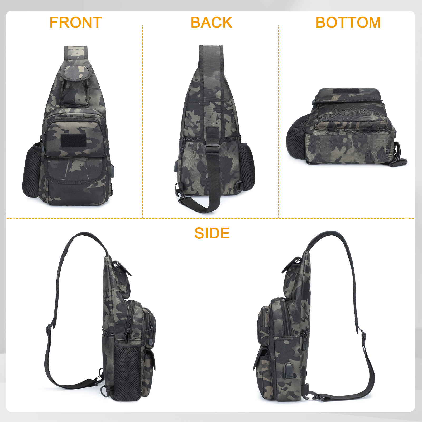 Herren Taktische Umhängetasche Militär Brusttasche Sling Rucksack Tagesrucksack 