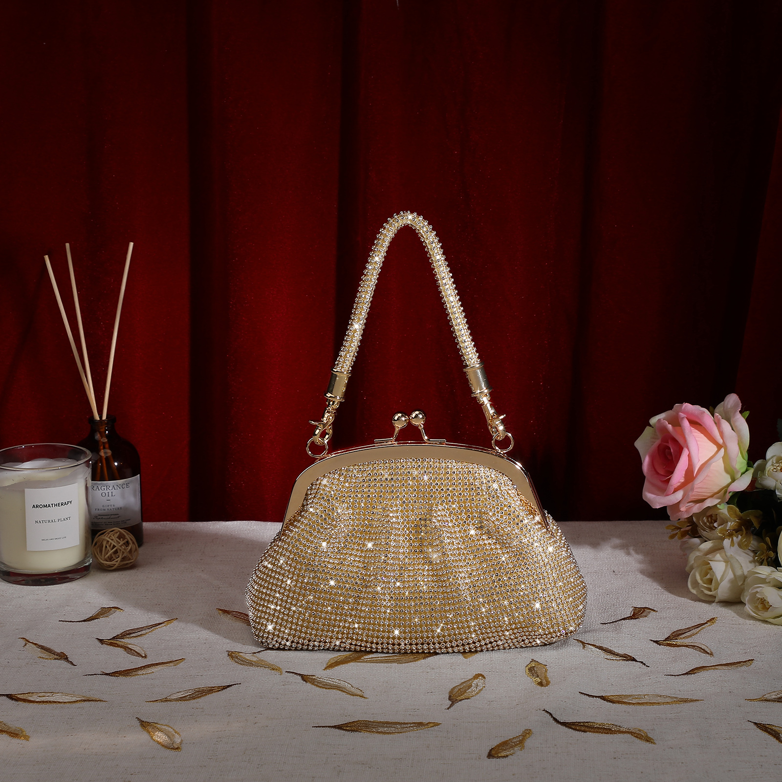 Women Rhinestone Evening Bag Wedding Clutch Purse Sparkly Prom Cocktail Handbag - Picture 52 of 79