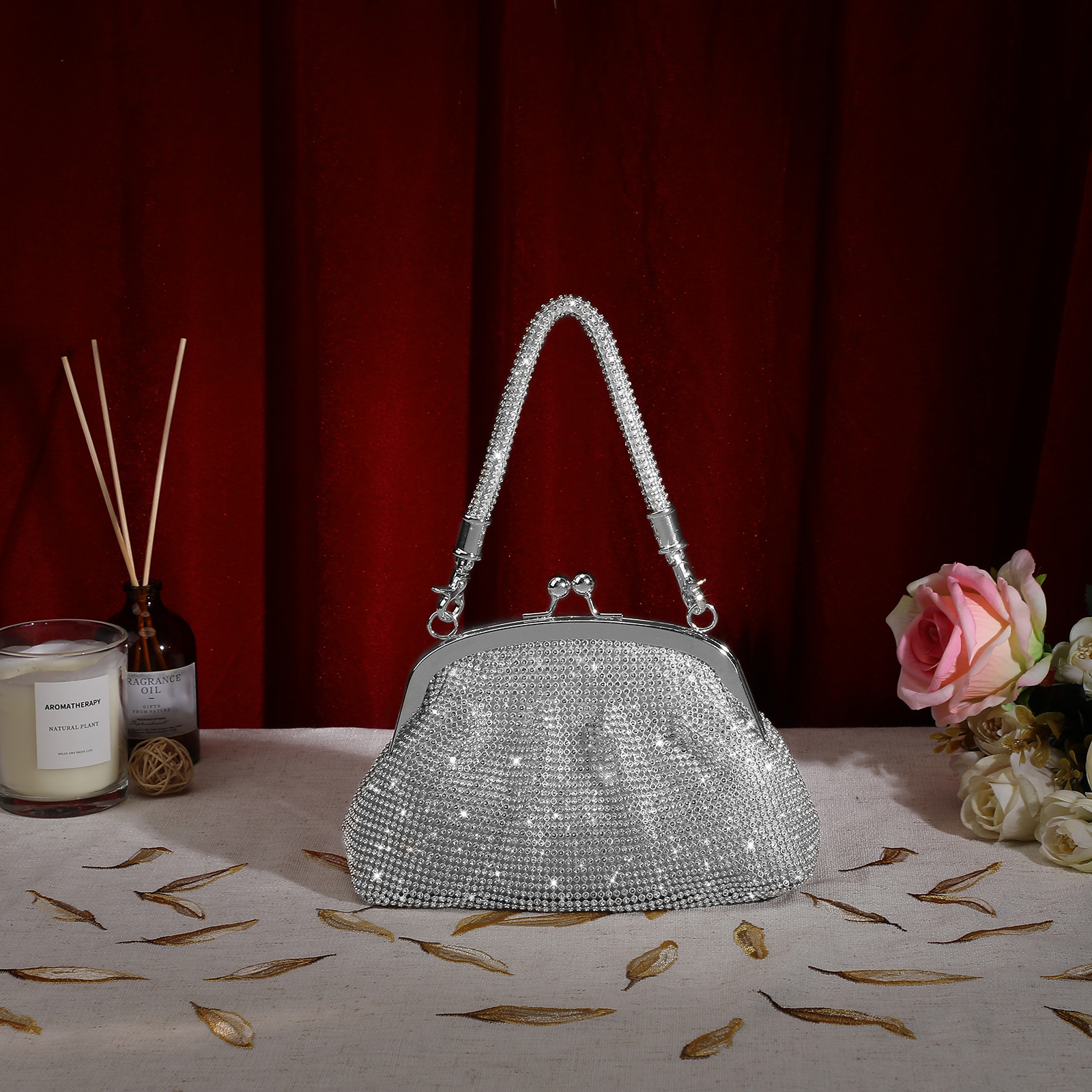 Women Rhinestone Evening Bag Wedding Clutch Purse Sparkly Prom Cocktail Handbag - Picture 57 of 79