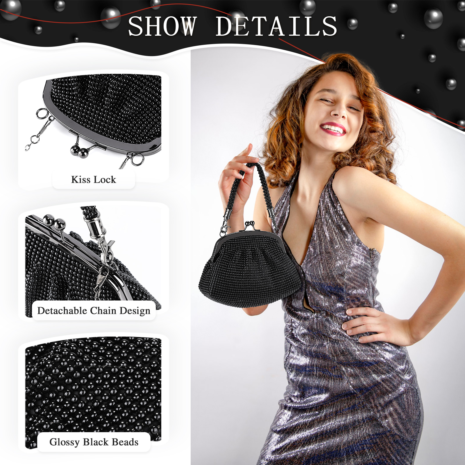 Women Rhinestone Evening Bag Wedding Clutch Purse Sparkly Prom Cocktail Handbag - Picture 64 of 79