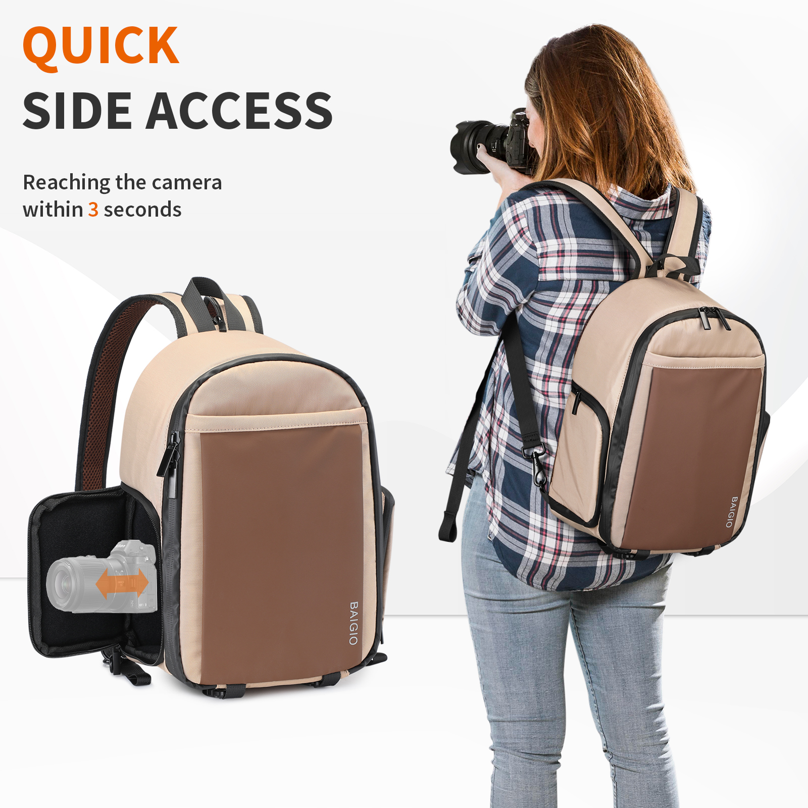 Camera Backpack Travel Sling Bag for DSLR SLR Nikon Sony Crossbody Shoulder Bag