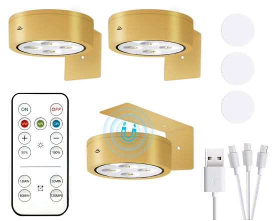 3/6Pack LED Picture Lights Rechargeable Dimmable Wireless Art Display Wall Light - Picture 23 of 26