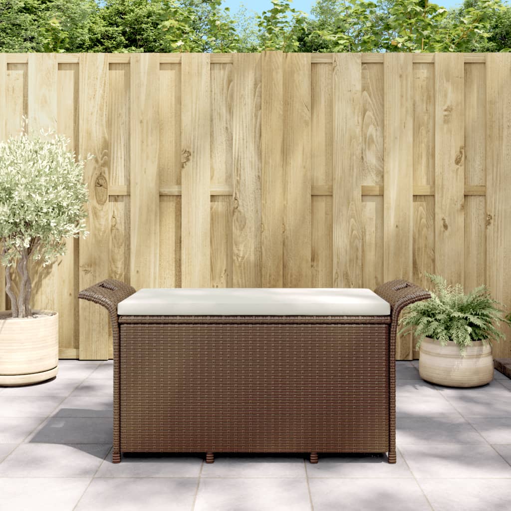 Gartenbank mit Kissen und Stauraum Poly Rattan Sitzbank Balkonbank Gartenmöbel - Bild 24 von 26