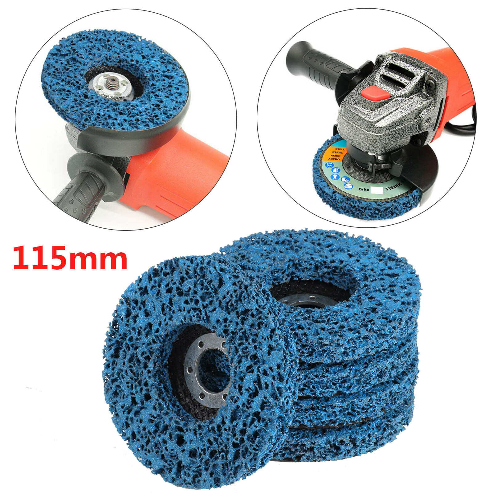 Poly Strip Wheels Discs Paint Rust Removal Clean Angle for Grinder Discs 4.5" UK