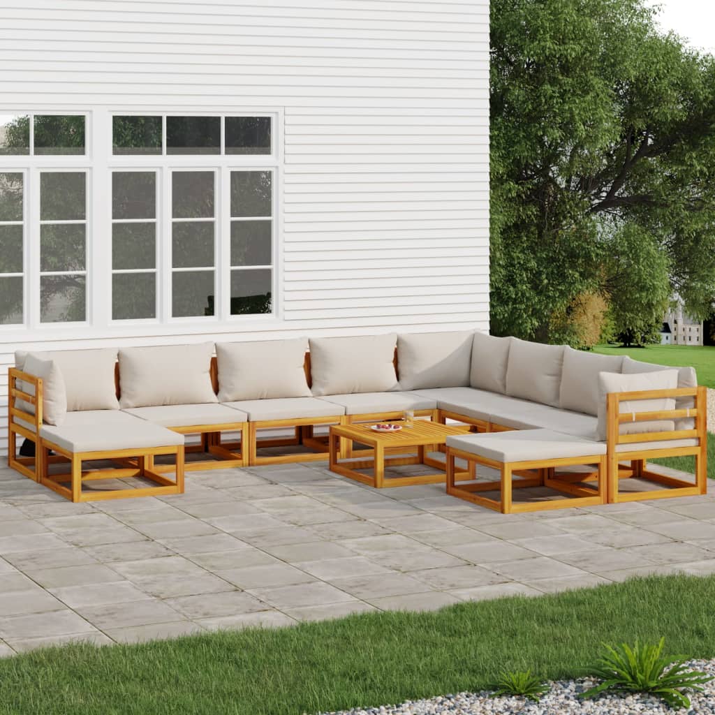 vidaXL 6-tlg. Garten-Lounge-Set mit Taupe Kissen Massivholz - Bild 14 von 15