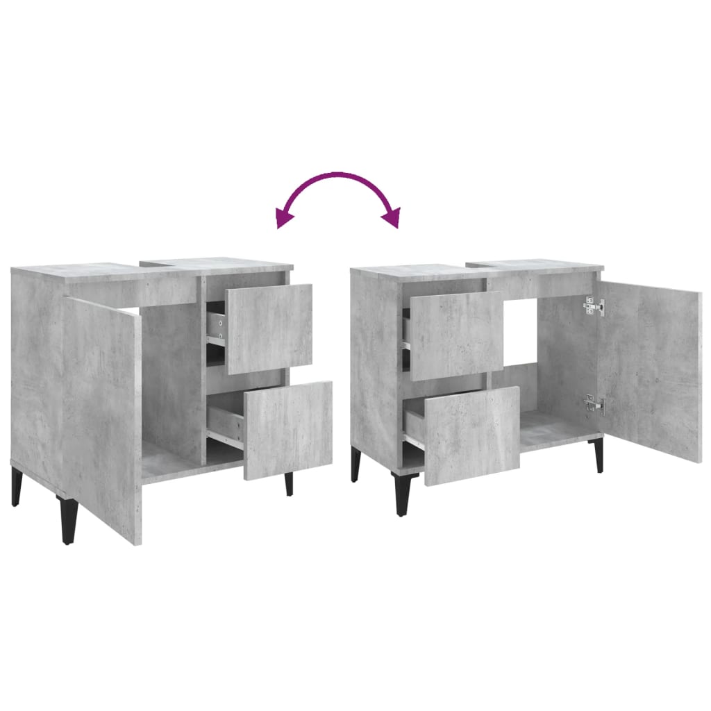 Waschbeckenunterschrank Waschtisch Unterschrank Badschrank mit 2 Schubladen - Bild 47 von 86