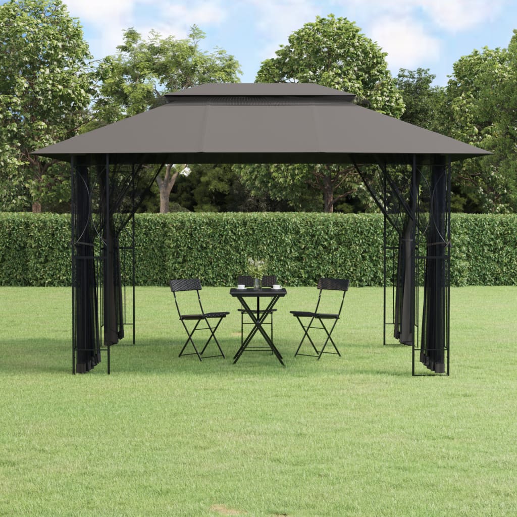 Luxus Pavillon 3x3m 3x4m Seitenwänden Gartenpavillon Partyzelt Gartenzelt Gazebo - Bild 12 von 19