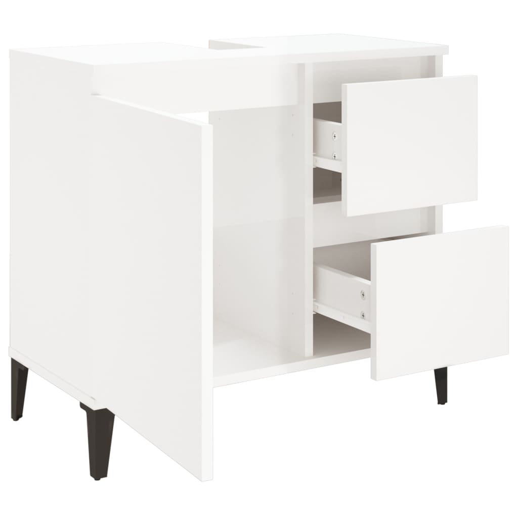 Waschbeckenunterschrank Waschtisch Unterschrank Badschrank mit 2 Schubladen - Bild 25 von 86