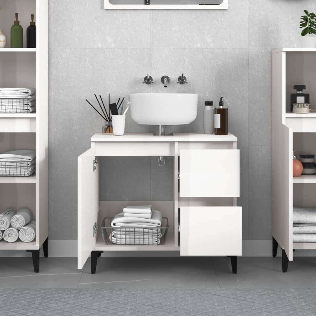 Waschbeckenunterschrank Waschtisch Unterschrank Badschrank mit 2 Schubladen - Bild 22 von 86