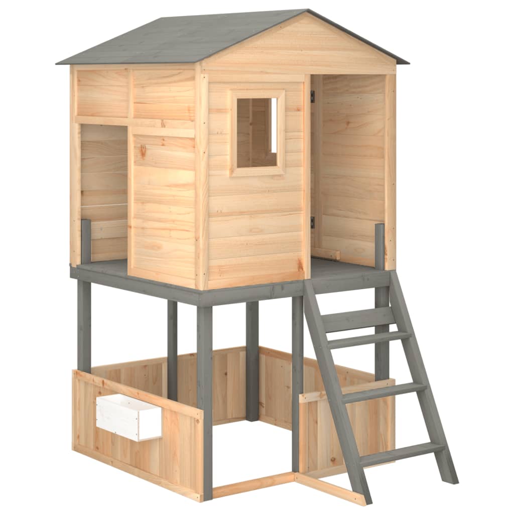 Kinder Spielturm Garten Stelzenhaus Kletterturm Spielhaus Massivholz Tanne - Bild 13 von 21