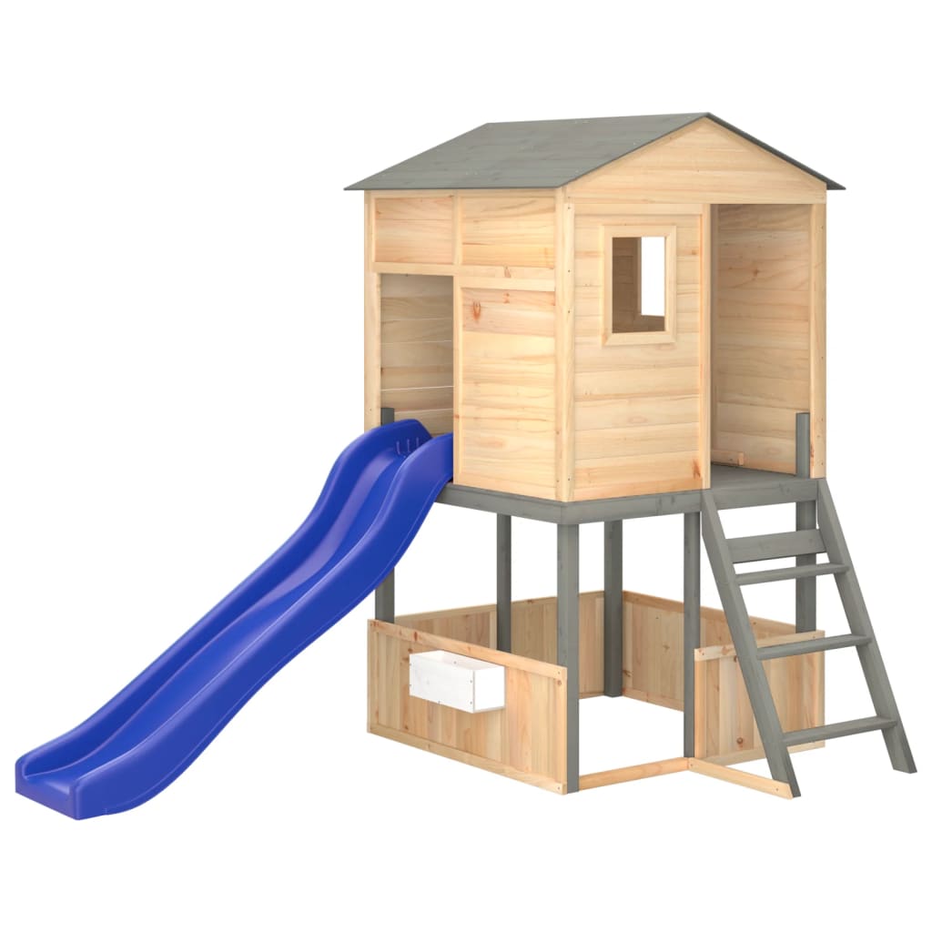 Kinder Spielturm Garten Stelzenhaus Kletterturm Spielhaus Massivholz Tanne - Bild 11 von 21