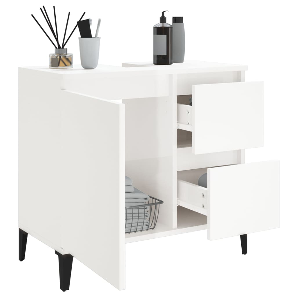 Waschbeckenunterschrank Waschtisch Unterschrank Badschrank mit 2 Schubladen - Bild 23 von 86