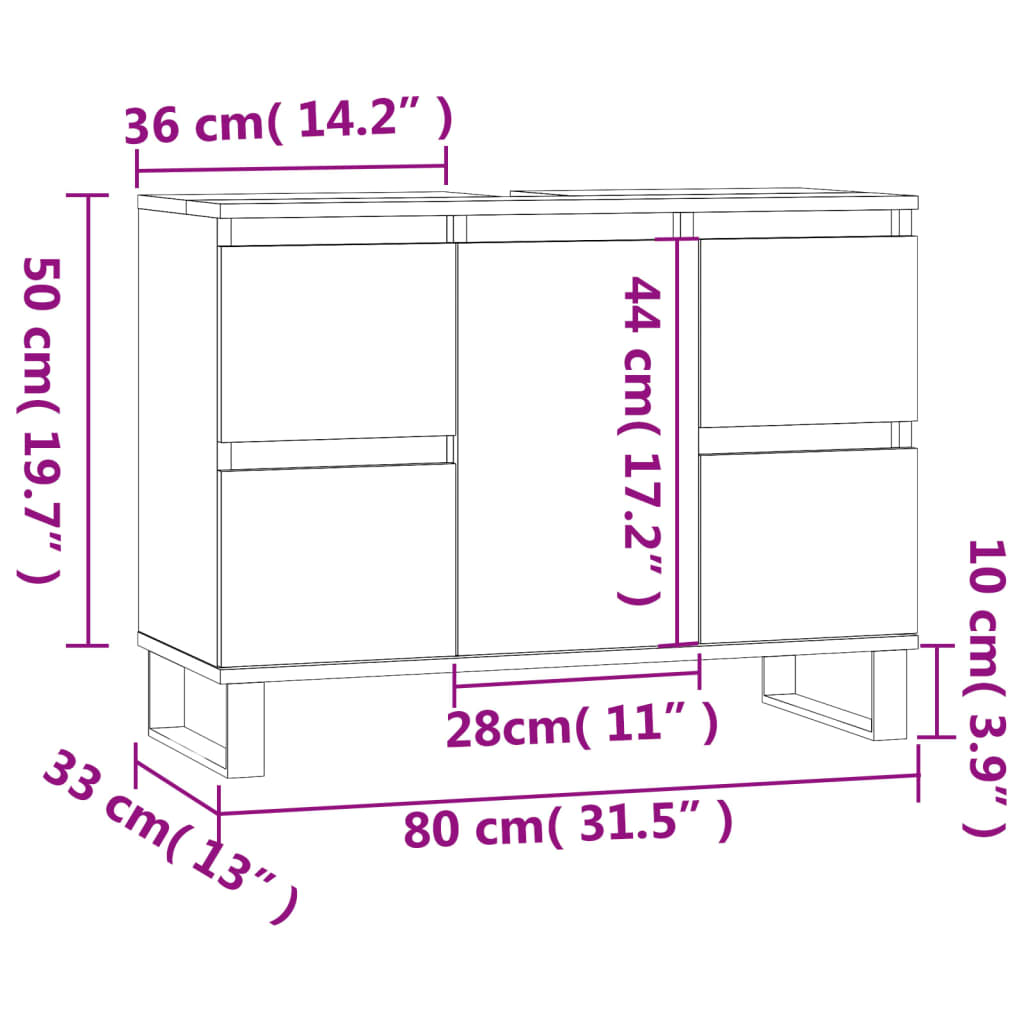 Badezimmerschrank Waschbeckenunterschrank Badschrank mehrere Auswahl 80x33x60 cm - Bild 30 von 66