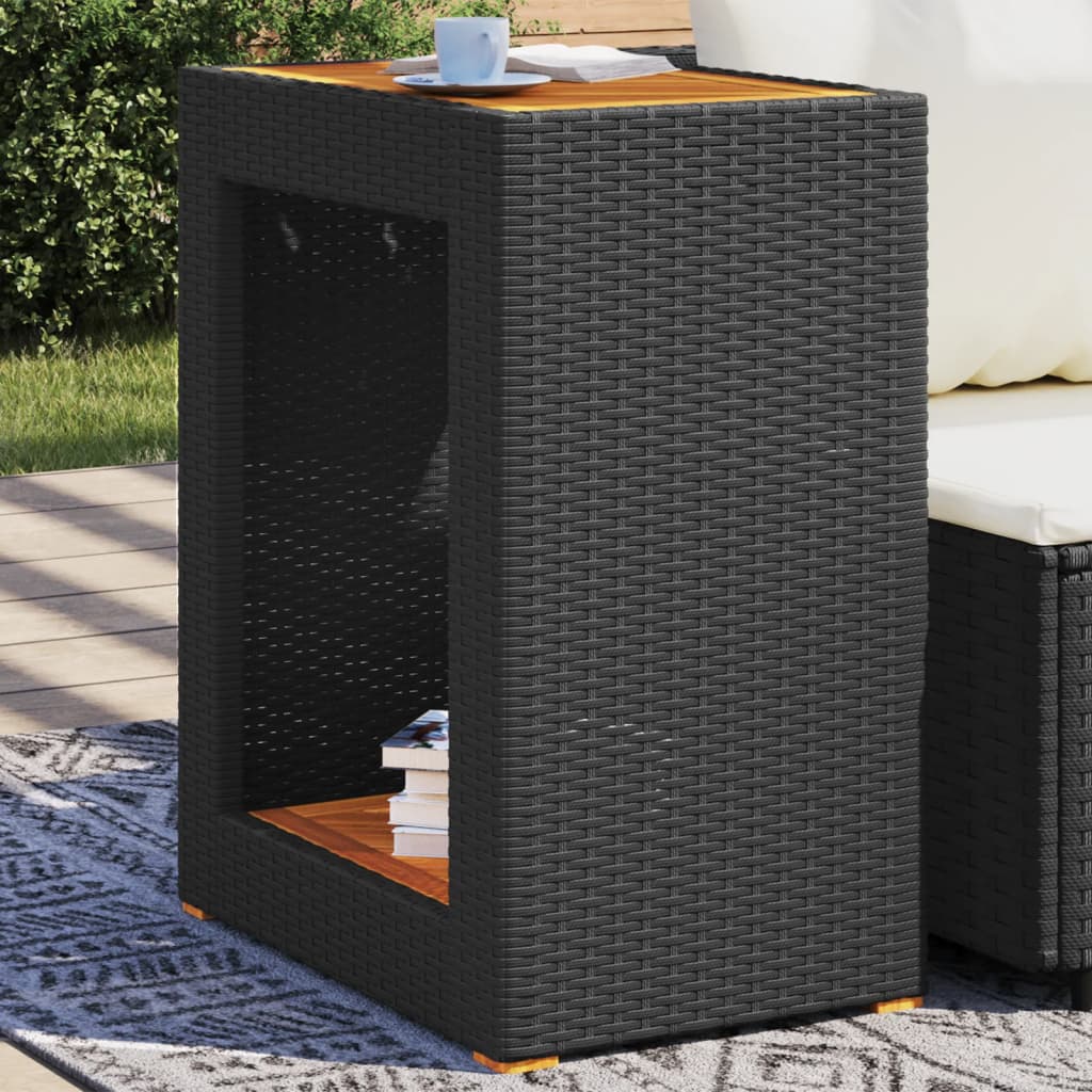 Garten-Beistelltisch Campingtisch Gartentisch Tische mit Holzplatte Poly Rattan - Bild 25 von 27