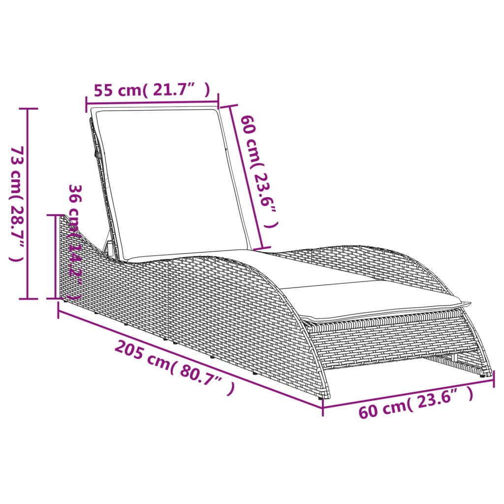 Sonnenliege Gartenliege Liegestuhl Relaxliege Strandliege Doppelliege Polyrattan - Bild 21 von 71