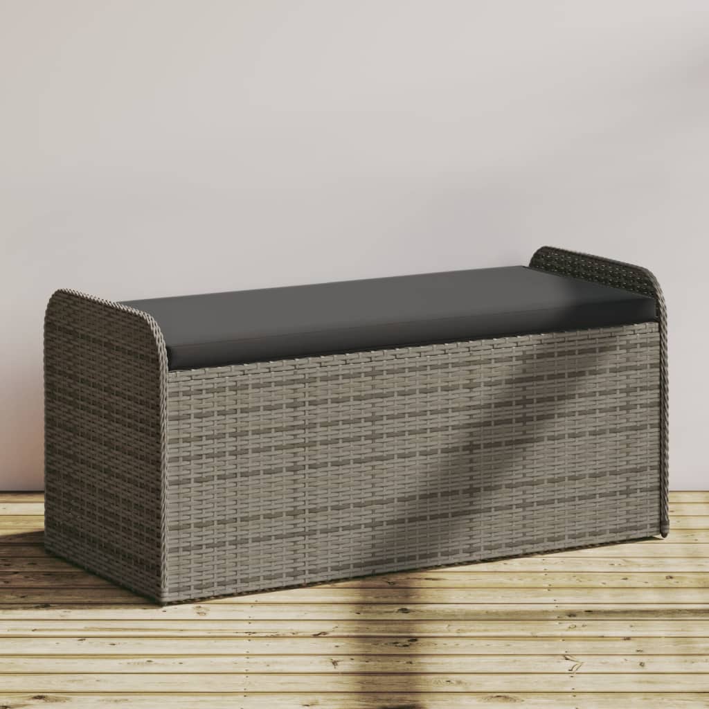 Sitzbank mit Stauraum und Kissen Poly Rattan Sitzhocker Truhe Aufbewahrungsbox - Bild 25 von 26
