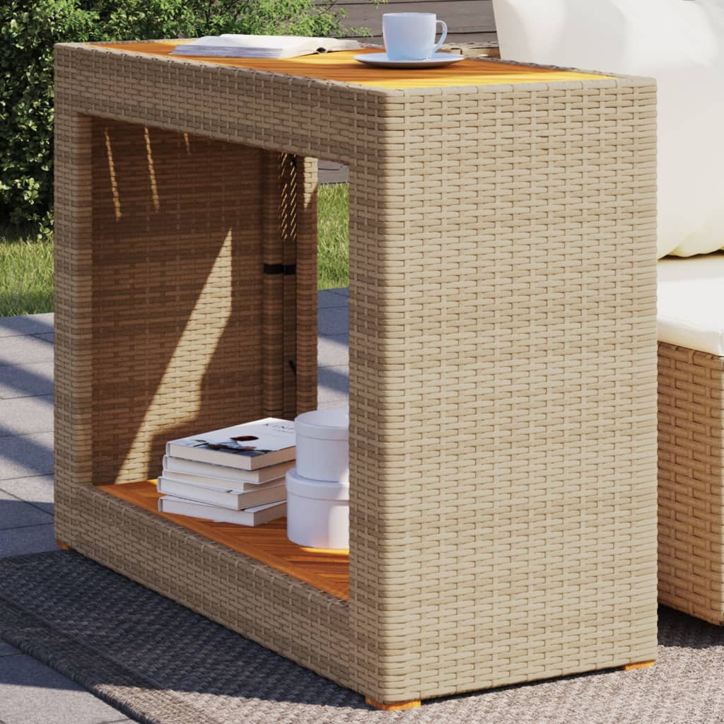Garten-Beistelltisch Campingtisch Gartentisch Tische mit Holzplatte Poly Rattan - Bild 27 von 27