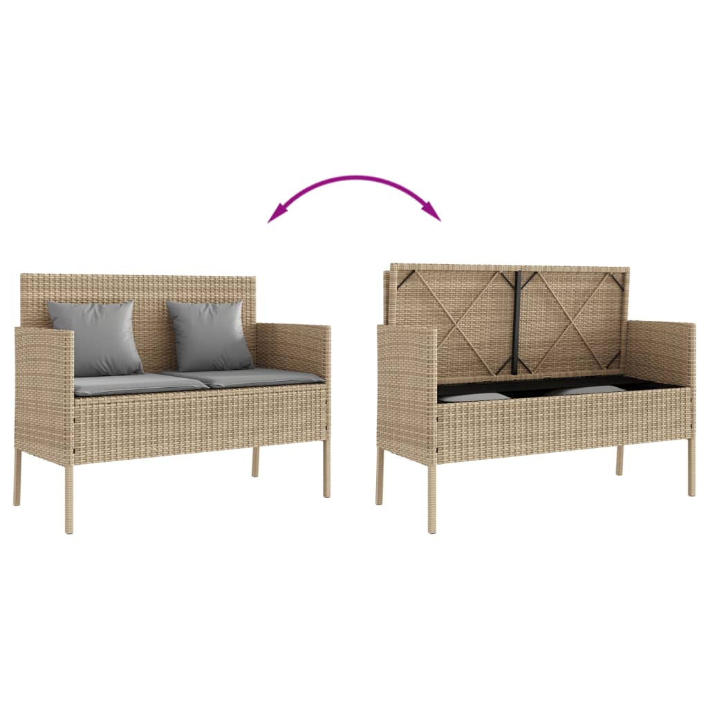 Gartenbank mit Kissen Sitzbank Parkbank mit Stauraum Schwarz Poly Rattan vidaXL - Bild 63 von 75