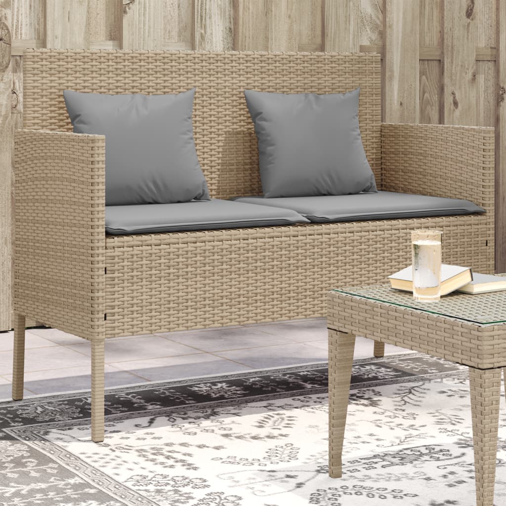 Gartenbank mit Kissen Sitzbank Parkbank mit Stauraum Schwarz Poly Rattan vidaXL - Bild 57 von 75