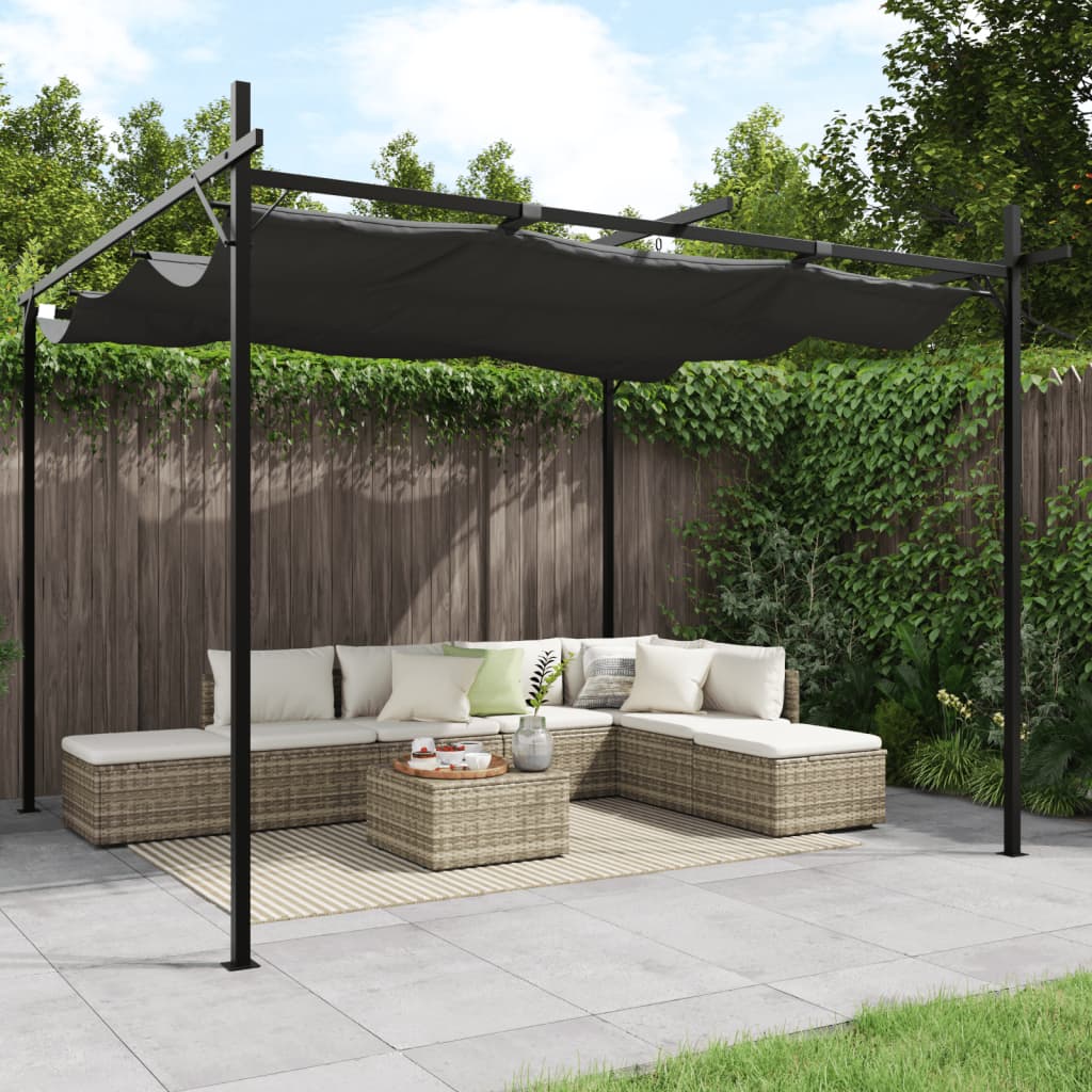 Garten Pergola Pavillon Terrassenüberdachung mit Schiebedach Gartenpavillon Neu - Bild 21 von 22
