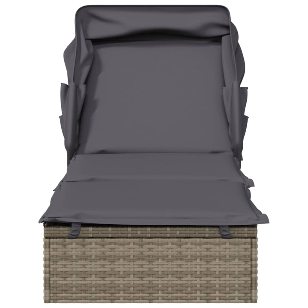 Sonneninsel Sonnenliege mit Faltdach Gartenliege Poly Rattan Loungebett Garten - Bild 38 von 55