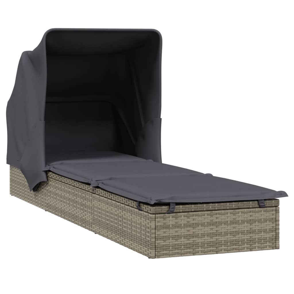 Sonneninsel Sonnenliege mit Faltdach Gartenliege Poly Rattan Loungebett Garten - Bild 37 von 55