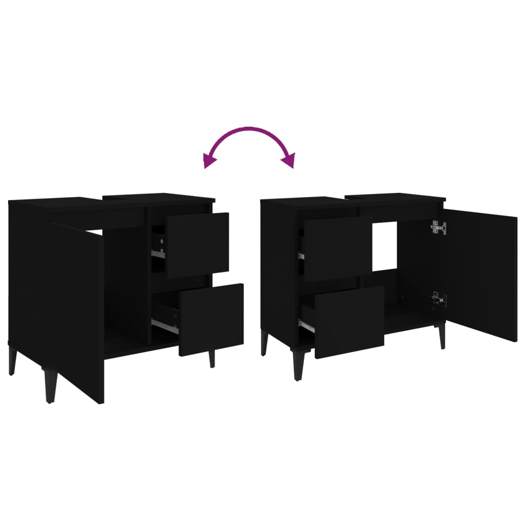 Waschbeckenunterschrank Waschtisch Unterschrank Badschrank mit 2 Schubladen - Bild 19 von 86