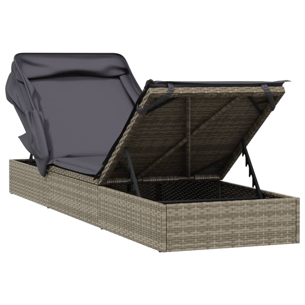 Sonneninsel Sonnenliege mit Faltdach Gartenliege Poly Rattan Loungebett Garten - Bild 42 von 55