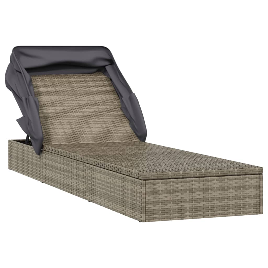 Sonneninsel Sonnenliege mit Faltdach Gartenliege Poly Rattan Loungebett Garten - Bild 36 von 55