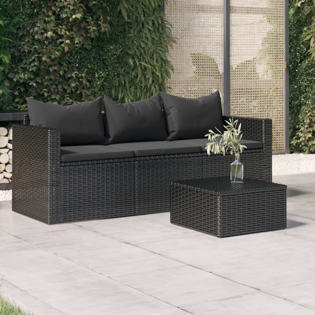 3-Sitzer Gartensofa mit Kissen Poly Rattan Relaxsofa Couch Garten Balkon Möbel - Bild 19 von 20
