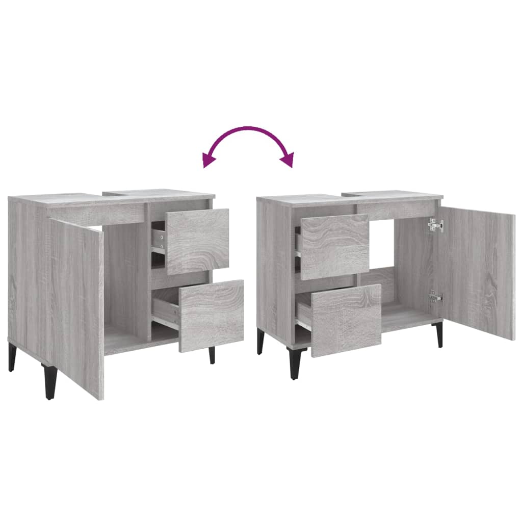 Waschbeckenunterschrank Waschtisch Unterschrank Badschrank mit 2 Schubladen - Bild 66 von 86